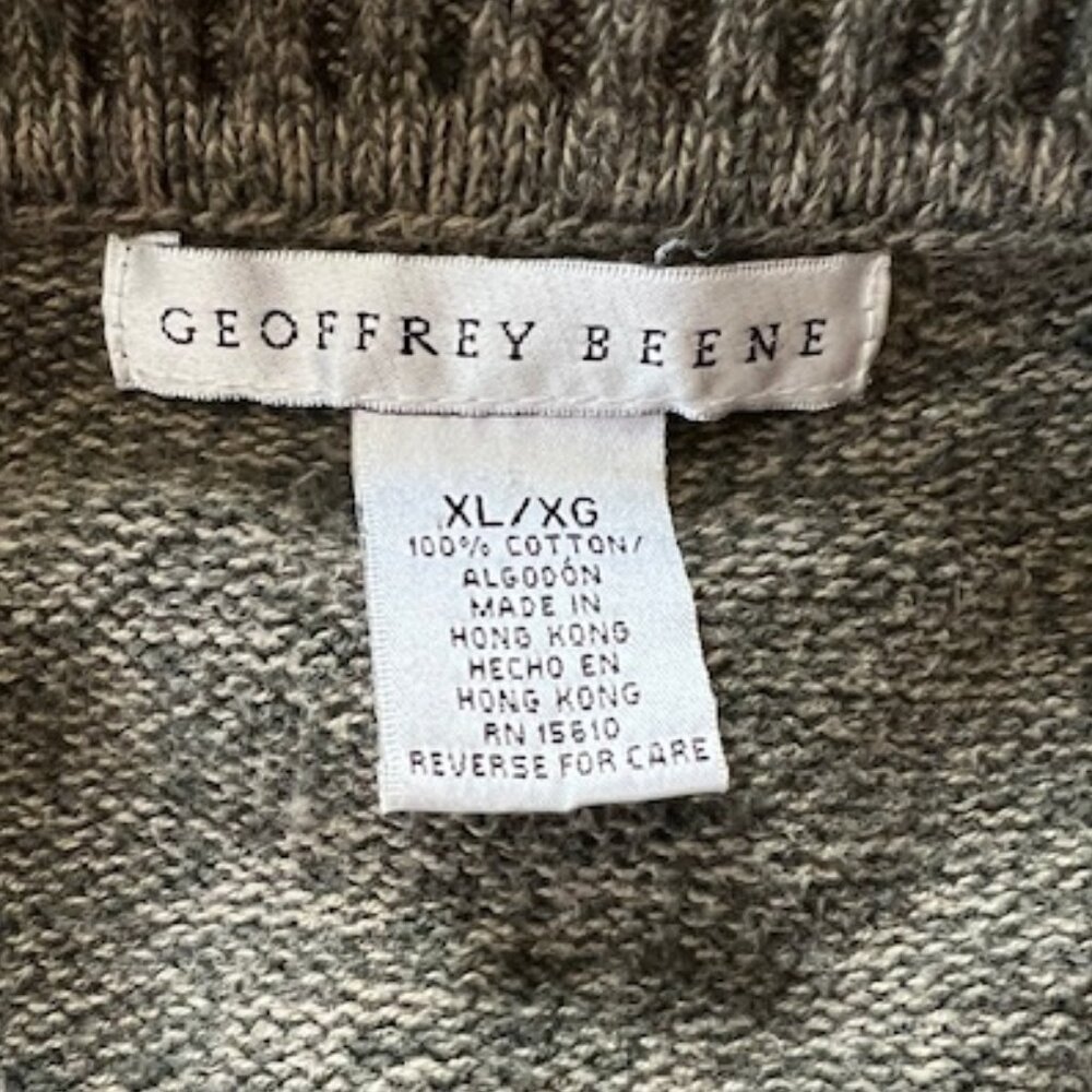 Vintage Geoffrey Beene Olive Classic Crew Neck Cotton Sweater  Men's XL - Picture 7 of 10